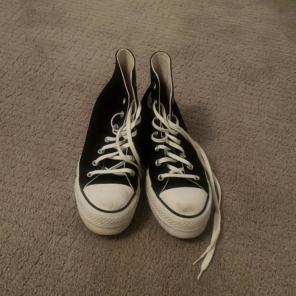 Black platform high top converse